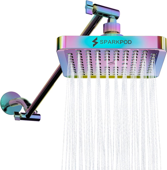 Luxurious 16" Rainbow Square Rain Shower Head with Rotating Extension Arm