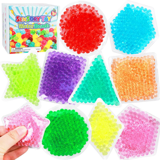 Squishy Stress Balls 9 Pack - Geometric Shapes for Kids, Sensory Toys