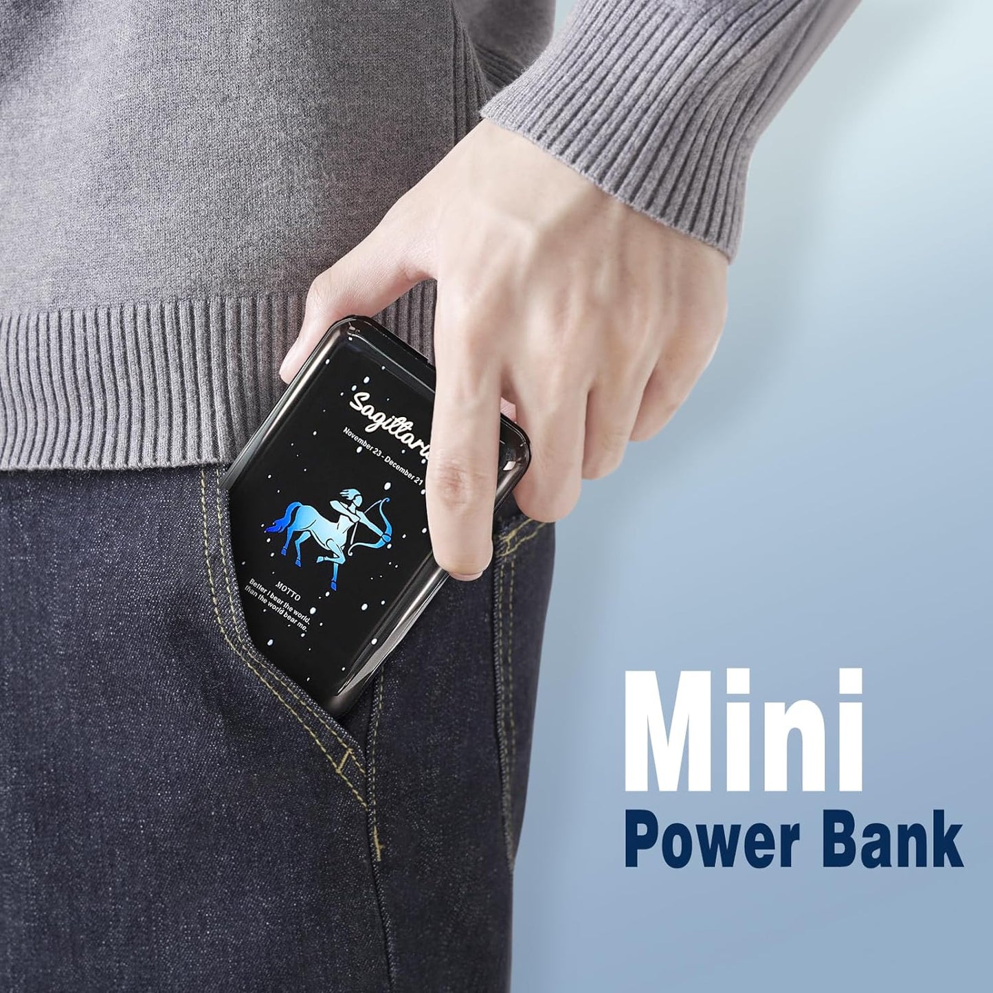Compact Sagittarius Style 10000mAh Mini Power Bank with Fast USB C Charging