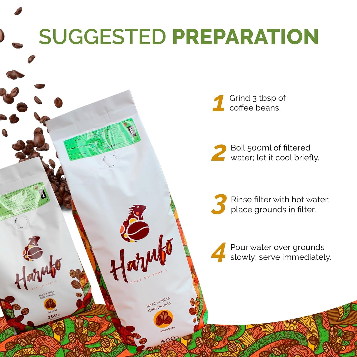 Specialty Brazilian Coffee Gift Kit - 2 Bags of Bourbon Whole Beans, Medium Roast, 17.6 oz