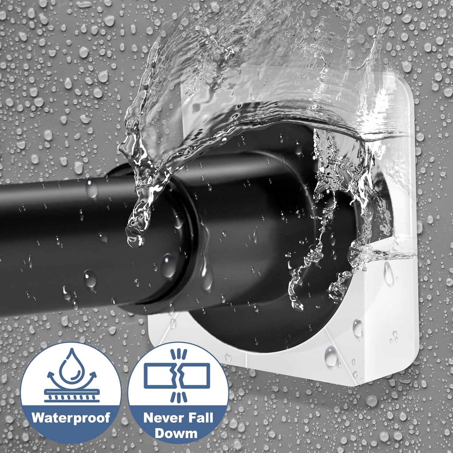 2 Pack Adhesive Shower Rod Holders, Transparent, Strong Grip for Bathroom - Fits Most Curtain Rods