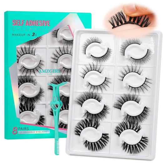 Ultimate Guide to Reusable Self-Adhesive Eyelashes: 8 Pairs with Tweezer, 4 Styles from 8-17mm for Lash Extensions at Home