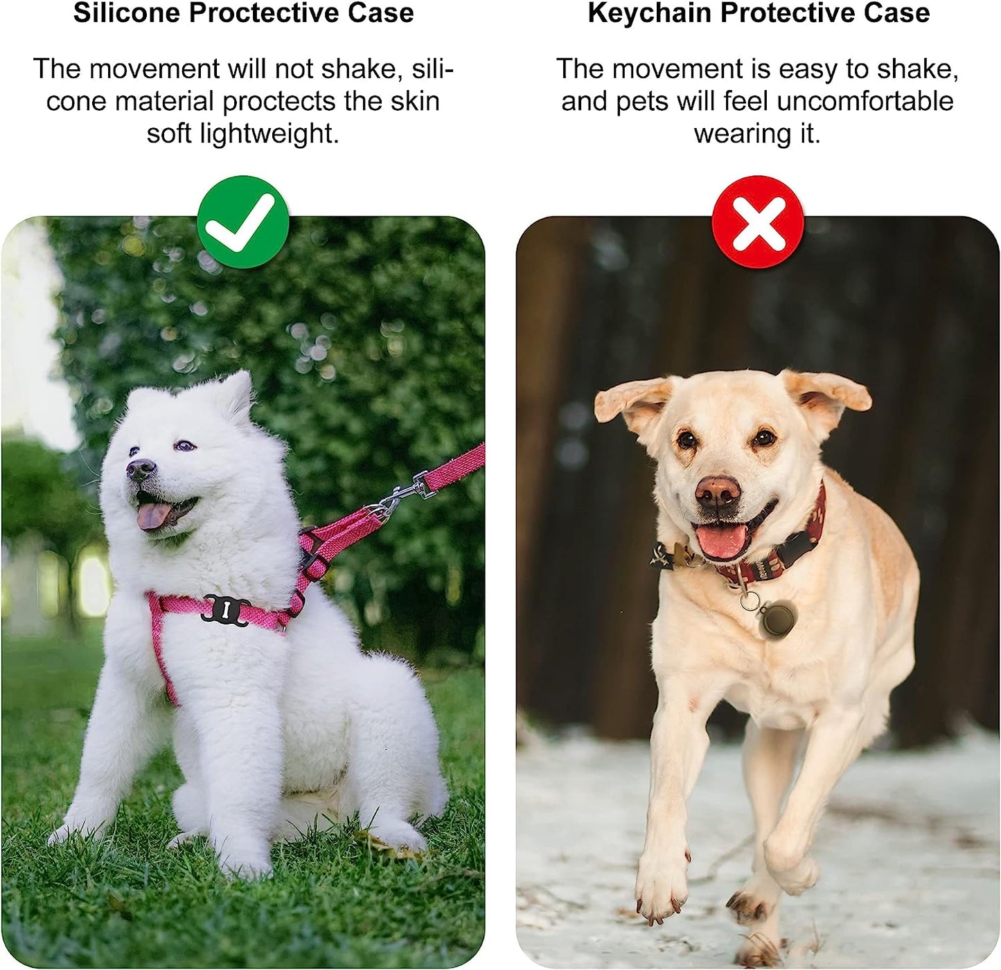 Silicone AirTag Holder for Dog Collars, Washable Pet Tracker Accessory, Bone Pattern – 2 Pack