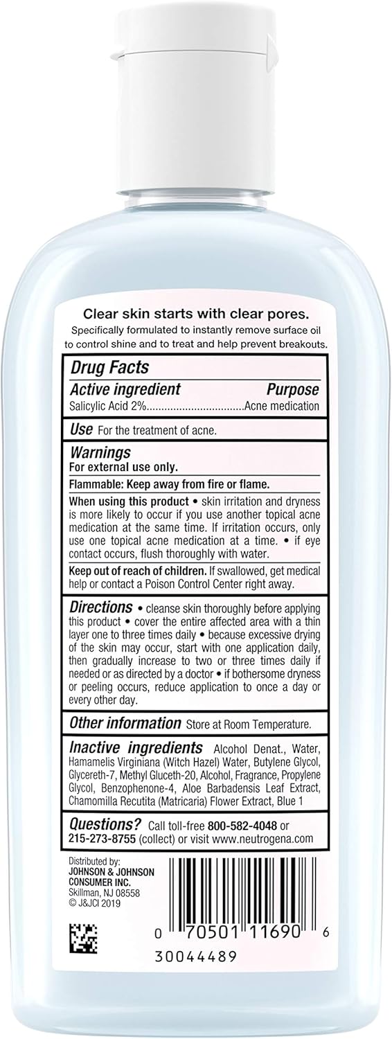 3-Pack Neutrogena Clear Pore Oil-Eliminating Astringent with Salicylic Acid, Perfect Pore Clearing Treatment for Acne-Prone Skin, 8 fl. oz