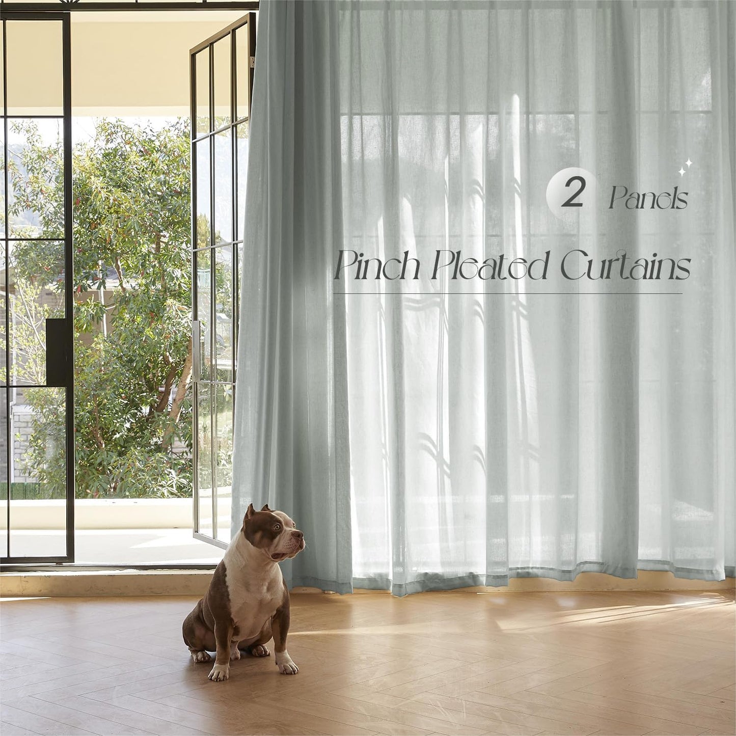 Flagstone Linen Curtains 84" Long, 2 Panels - Pinch Pleated, Light Filtering, Multiple Hanging Options for Stylish Home Decor