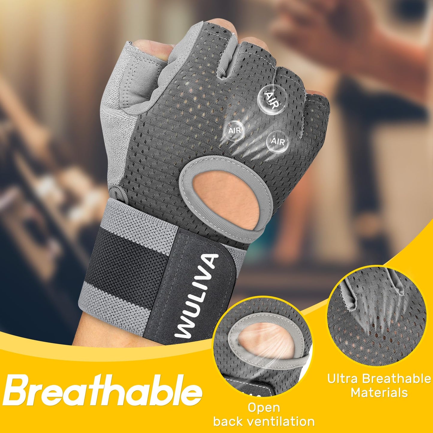 Workout Gloves for Men and Women - Ideal for Light & Medium Gym Exercise Training & Cycling, Includes Padded Design, Detachable Wrist Strap & Storage Mesh Bag