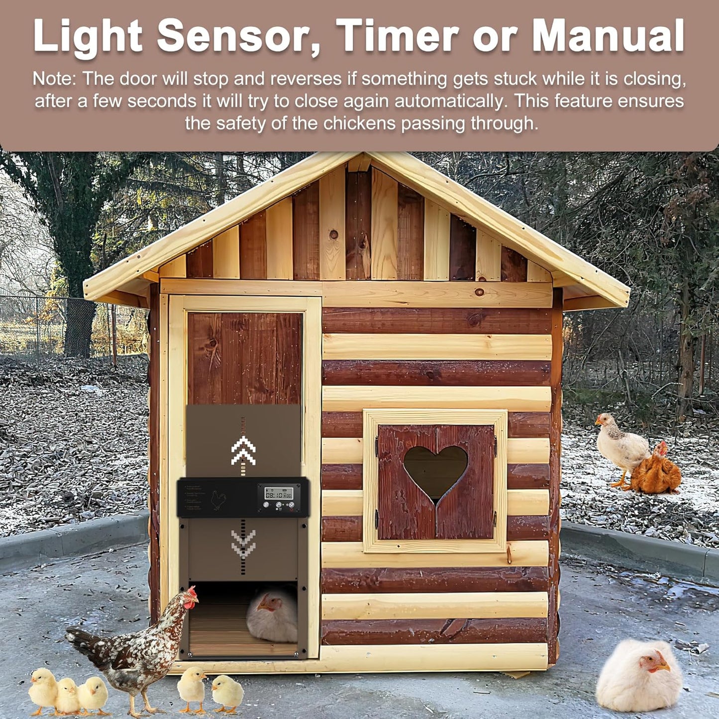 Automatic Chicken Coop Door with Timer, Light Sensor, and Remote Control – Maximum Security for Poultry