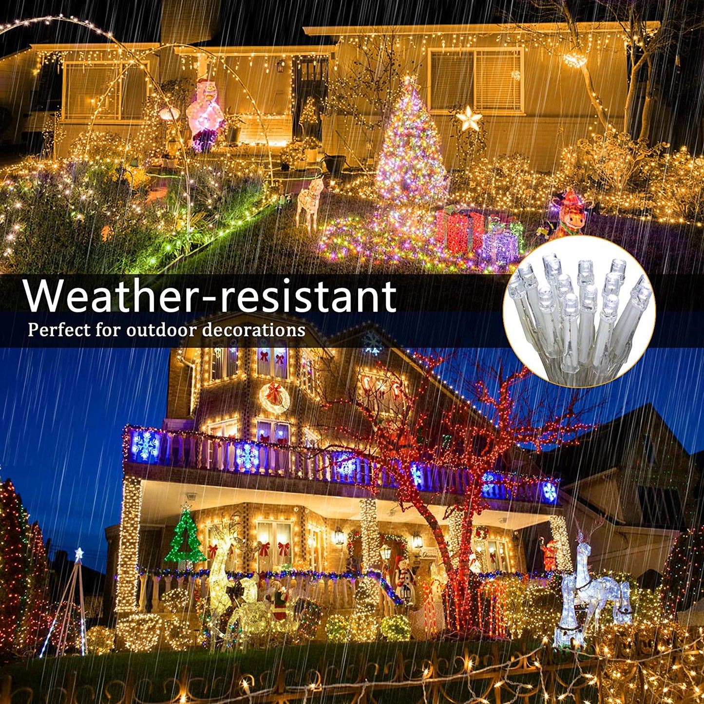 197ft 500 LED Waterproof Warm White String Fairy Lights w/ 8 Light Modes & Timer