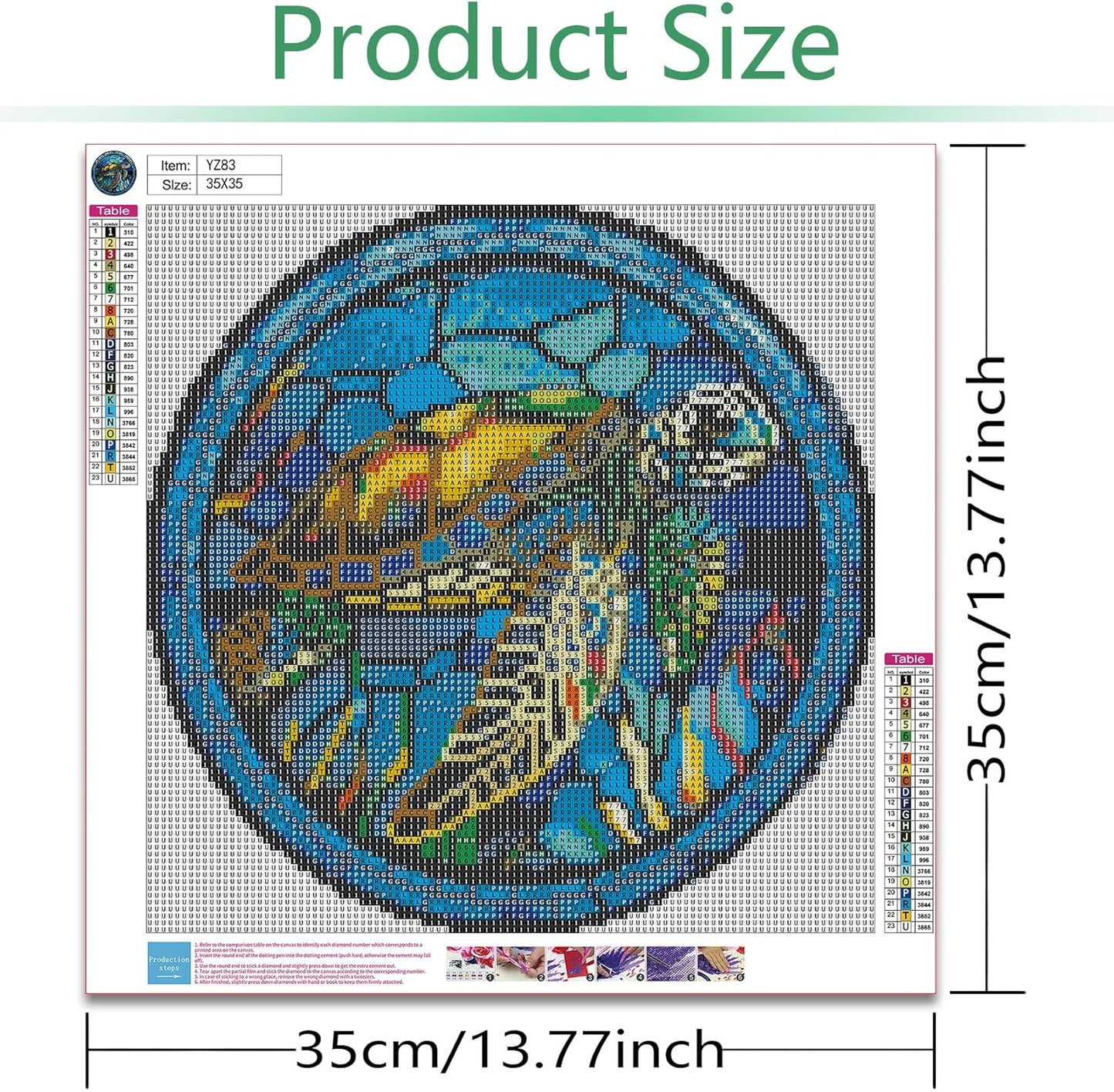 5D Turtle Diamond Painting Kit for Adults – Complete Set for Home Wall Decor | 14x14 Inches