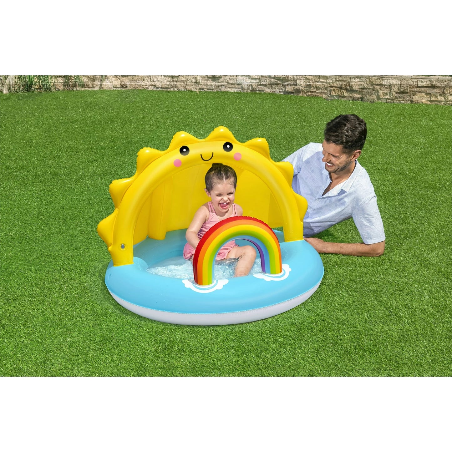 Explore Outdoor Fun with Sun Shaded Round Inflatable Baby Pool, 39" x 29", UV Careful™ Protection for Ages 2+