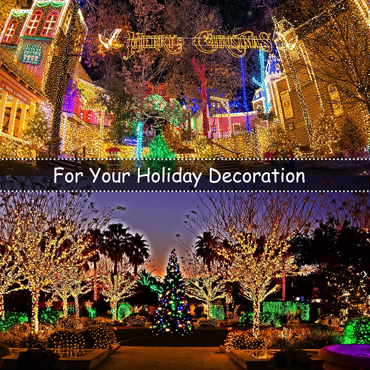 197ft 500 LED Waterproof Warm White String Fairy Lights w/ 8 Light Modes & Timer