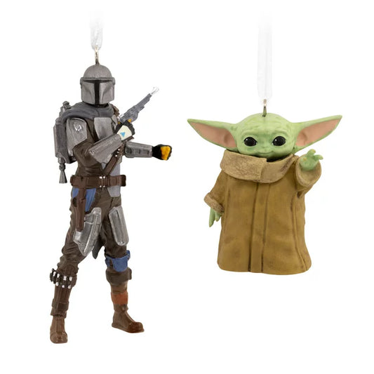 Hallmark Star Wars Christmas Ornaments: Mandalorian & Grogu Bundle - Perfect 2.5" Holiday Decor for Fans of The Mandalorian Series