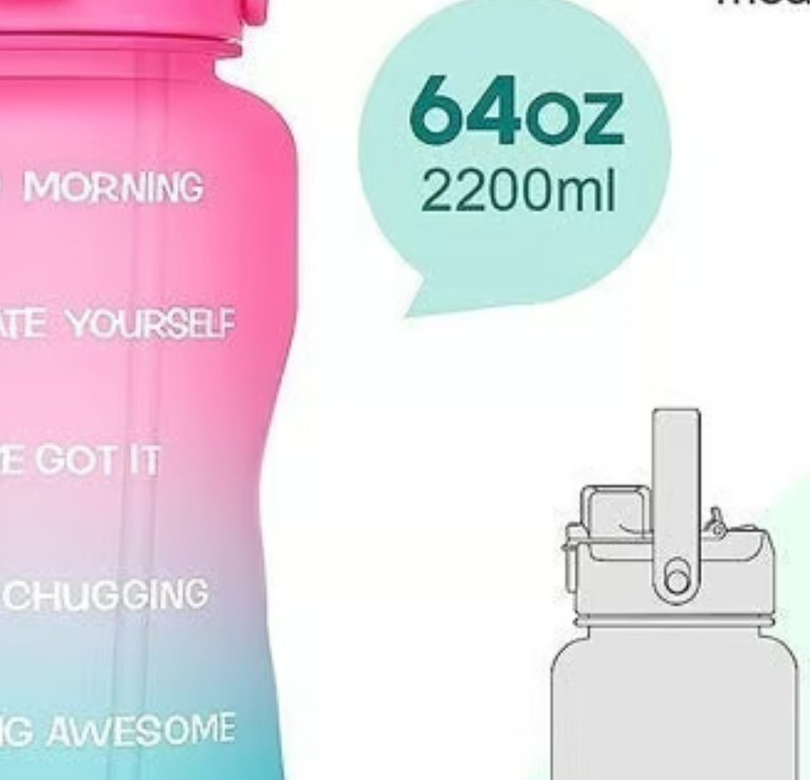 Stay Hydrated with Our 64 oz Motivational Water Bottle with Time Markers for Fitness and Outdoors