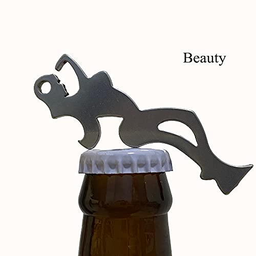 HL-YMXT Beer Bottle Opener Stainless Steel Flat Bar Key Glass Openbeer Keychain Bartenders (Beauty-shape bottle opener)