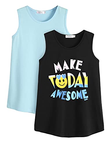 Girls Size 5 Casual Sleeveless Tank Tops 2-Pack: Vibrant Summer Tunic T-Shirts for Play, School, and Creativity