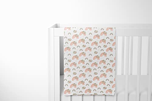Noisy Mouse 47" x 47" Muslin Swaddle Blanket. 70% Bamboo, 30% Cotton. Rainbow/Flower Pattern. Boho Style…