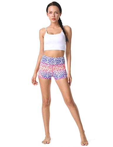 Rocorose Women's Premium Buttery Soft Solid Stretch Workout High Waist Yoga Shorts with Pockets Bike Shorts Gym Shorts,Red&Blue,S