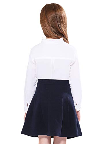 Girls White Blouse, Ruffle Long Sleeve, Button Down, Princess Style, Cotton Soft Tops, Spring/Summer, Age 9-10, Cute Design, Performance/Party/School Uniform Appropriate, Semicircle Mushroom Button, Imported