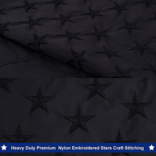 All Black American Flag 3x5 Ft All Black US Flag, Embroidered Stars, Sewn Stripes, Brass Grommets Nylon Black Flag, Heavy Duty USA Flags for Outdoor, Durable & Fade Resistant US Banner