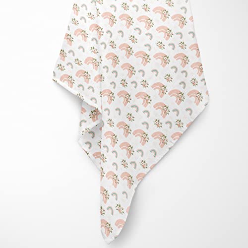 Noisy Mouse 47" x 47" Muslin Swaddle Blanket. 70% Bamboo, 30% Cotton. Rainbow/Flower Pattern. Boho Style…