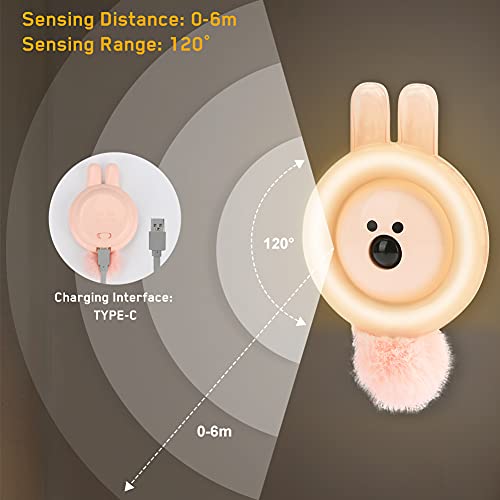 Brynnl Motion Sensor Light, Human Body Induction Lamp, Wireless Bedside Lamp, Rechargeable LED Night Light for Home, Kitchen, Hallway, Closet, Stairs, Bathroom (Pink)