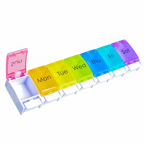 Rainbow 7 Day One Time Per Day Push Button Pill Organizer/Case