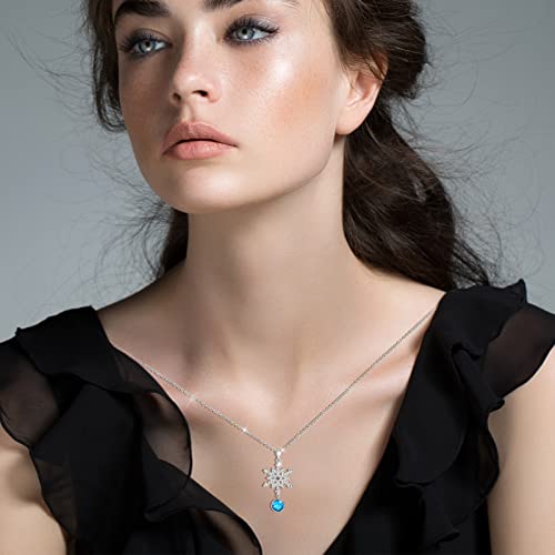 LAZLUVU Snowflake Necklace Christmas Necklace with Cubic Zirconia Snowflake Christmas Gifts for Women Girls Snow Lovers