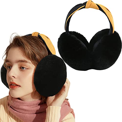 Eyegla Women Winter Ear Muffs Foldable Fleece Ear Warmers Fashion Faux Fur Warm Earmuffs Outdoor Winter Ear Cover for Girls