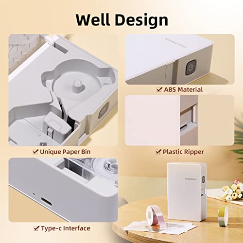 Professional Color Label Maker B18 with Tape, 0.6 Inch Portable Bluetooth Thermal Transfer Printer, for iOS/Andriod App, Fadeless Labels for Reliable Application