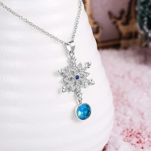 LAZLUVU Snowflake Necklace Christmas Necklace with Cubic Zirconia Snowflake Christmas Gifts for Women Girls Snow Lovers