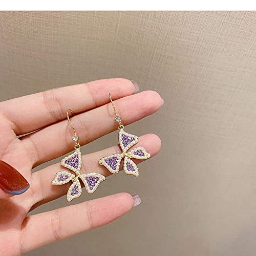 Butterfly Earrings Purple Earrings Pearl Drop Earrings Butterfly Earrings For Women Girls her