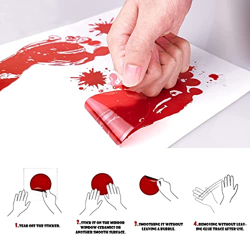 Halloween Decorations 6 Sheets Bloody Handprint Footprint 56 Pieces Halloween Window Wall Decal Floor Clings Scary Halloween Decoration Window Stickers PVC Reusable Material