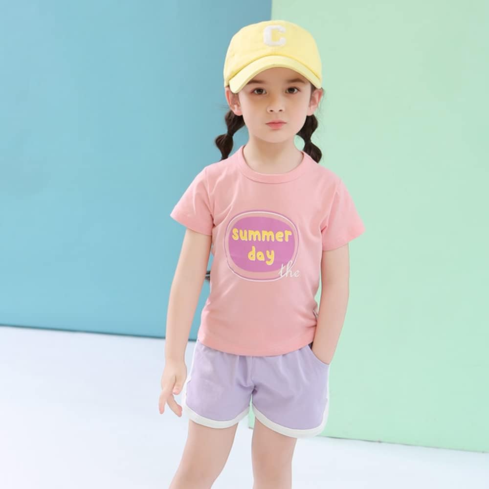 2pk (Pink/Purple) Size 4Y-5Y Cotton Athletic Shorts w/ Decorative Drawstring