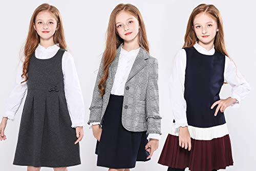 Girls White Blouse, Ruffle Long Sleeve, Button Down, Princess Style, Cotton Soft Tops, Spring/Summer, Age 9-10, Cute Design, Performance/Party/School Uniform Appropriate, Semicircle Mushroom Button, Imported