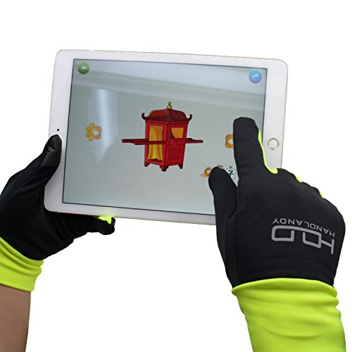 Running Gloves Men Touchscreen Winter Lightweight Liner Gloves with Palm Key Pocket for Outdoor Cycling Jogging Yellow (Large)
