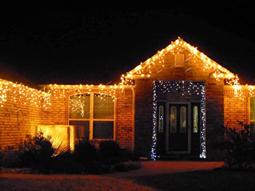 Christmas Lights Outdoor Decorations 400 LED 33ft 8 Modes Curtain Fairy String Light with 75 Drops, Clear Wire LED String Light Indoor Decor for Wedding Party Holiday Christmas Decorations Warm White