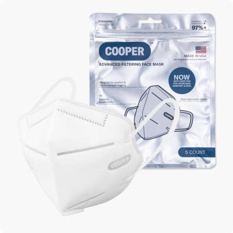 Cooper USA 1070 Advanced Filtering Face Mask AFFM 5-Count White