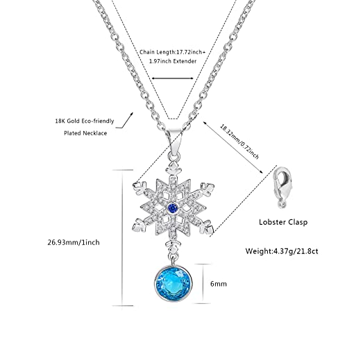 LAZLUVU Snowflake Necklace Christmas Necklace with Cubic Zirconia Snowflake Christmas Gifts for Women Girls Snow Lovers