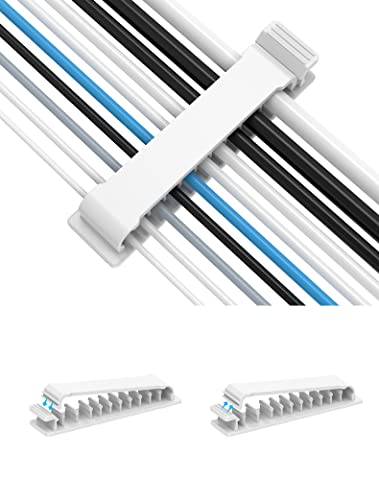 Cable Clips, Hisim 3 Pack Self Adhesive Cord Holders, 10 Slots Cord Organizer Charger Cable Management for Car, Office Desk, Home Cable Management(White)