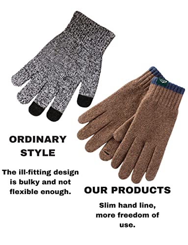 Size XL Warm Wool Knitted Winter Gloves w/ Touch Screen Fingers