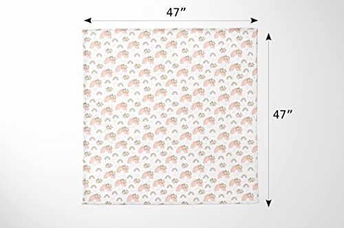 Noisy Mouse 47" x 47" Muslin Swaddle Blanket. 70% Bamboo, 30% Cotton. Rainbow/Flower Pattern. Boho Style…