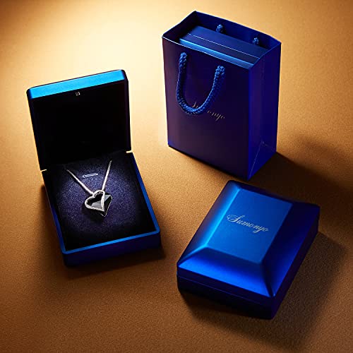 Love Heart Pendant Necklaces for Women Silver Tone Rose Gold Tone Crystals Birthstone Jewelry Gifts for Women Her Girlfriend Wife Christmas Mothers Day Birthday Anniversary Valentines Day Black