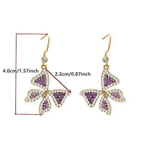 Butterfly Earrings Purple Earrings Pearl Drop Earrings Butterfly Earrings For Women Girls her