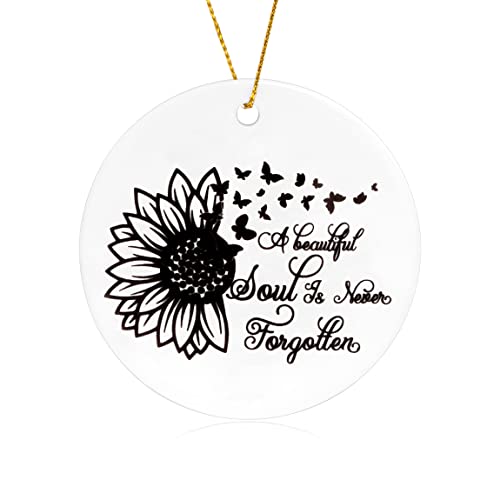 Christmas Ornament 2022, Christmas Ornaments Gift for Friends Families Holiday Xmas Decor Porcelain Ceramic Ornament Sympathy Gift for Loss of Loved One-A Beautiful Soul is Never Forgotten