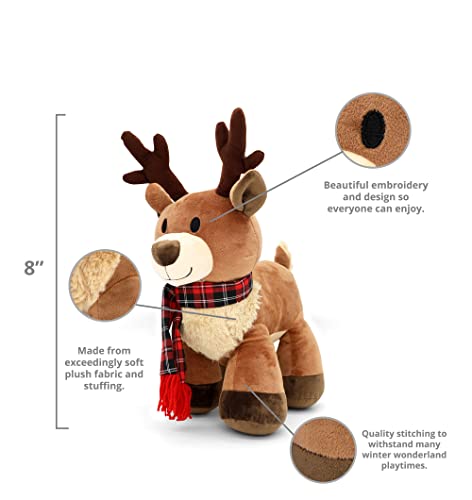 Plushible Plush Reindeer Stuffed Animal - Holiday Deer Characters with Antlers Toy for Girl, Boy, Baby, and Toddler - Christmas Decor Animals - Little Plushie Toys - 8 Inch - Randall