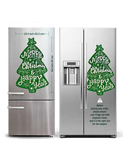 FRIDECO Christmas Design Magnets - Flock Fabric Magnet - Decorative Fridge Magnet for Kitchen - Also Use On Doors & Cars - Xmas Tree - Great Gift for Christmas
