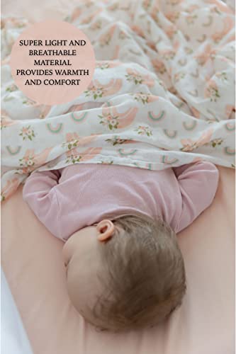 Noisy Mouse 47" x 47" Muslin Swaddle Blanket. 70% Bamboo, 30% Cotton. Rainbow/Flower Pattern. Boho Style…