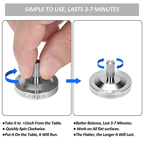 Fidget Spinners, Spinning Tops, Stress Relief Toys, Improve Concentration, Stainless Steel, Well Finished & Balanced, Mirror Surface, Grooved Handle, No Burs, Easy to Use, for Adults, Kids, Silver