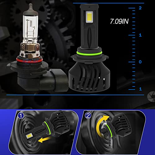 ML MILELE 9006/HB4 LED Headlight Bulbs, Upgrade 12000 Lumens 500% Brightness 6500K Cool White LED Bulb, Plug-and-Play Replacement Headlamp Bulbs Kit, IP68 Waterproof, Pack of 2