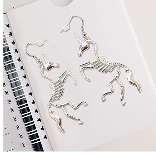 Halloween Skull Skeleton Unicorn Earrings Hollow Punk Style Gothic Scary Silver Drop Dangle Earrings for Men Women Jewelry Accessory Girl Jewelry